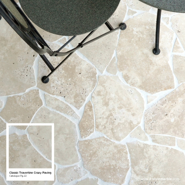Przejdź do produktu Trawertyn dzikówka / crazy paving SC na taras chodnik Ivory Classic Mix gr. 3cm