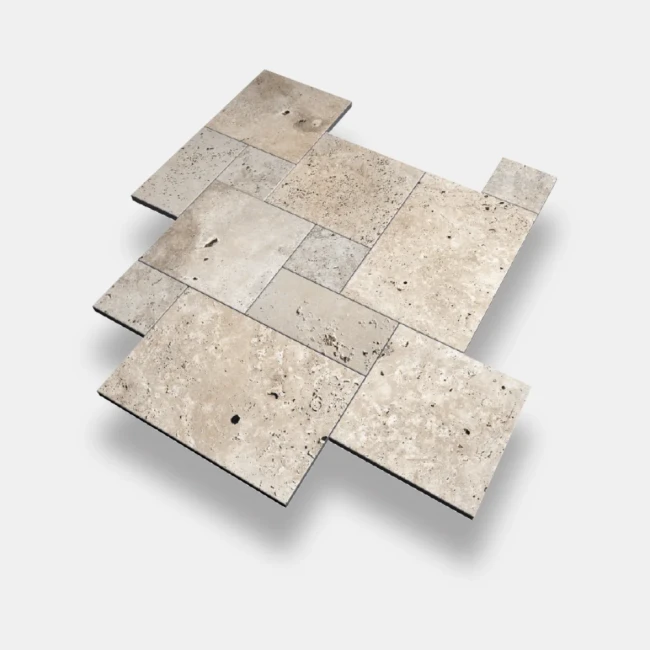 Przejdź do produktu Trawertyn Blend Mix Bębnowany French Pattern 12mm 1kpl= 0,742m2