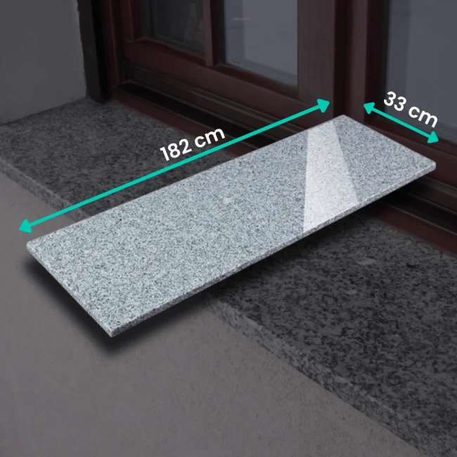 Przejdź do produktu Parapet granitowy szary polerowany G603 New 182x33x2 cm